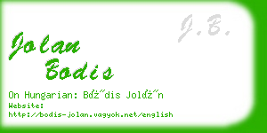 jolan bodis business card